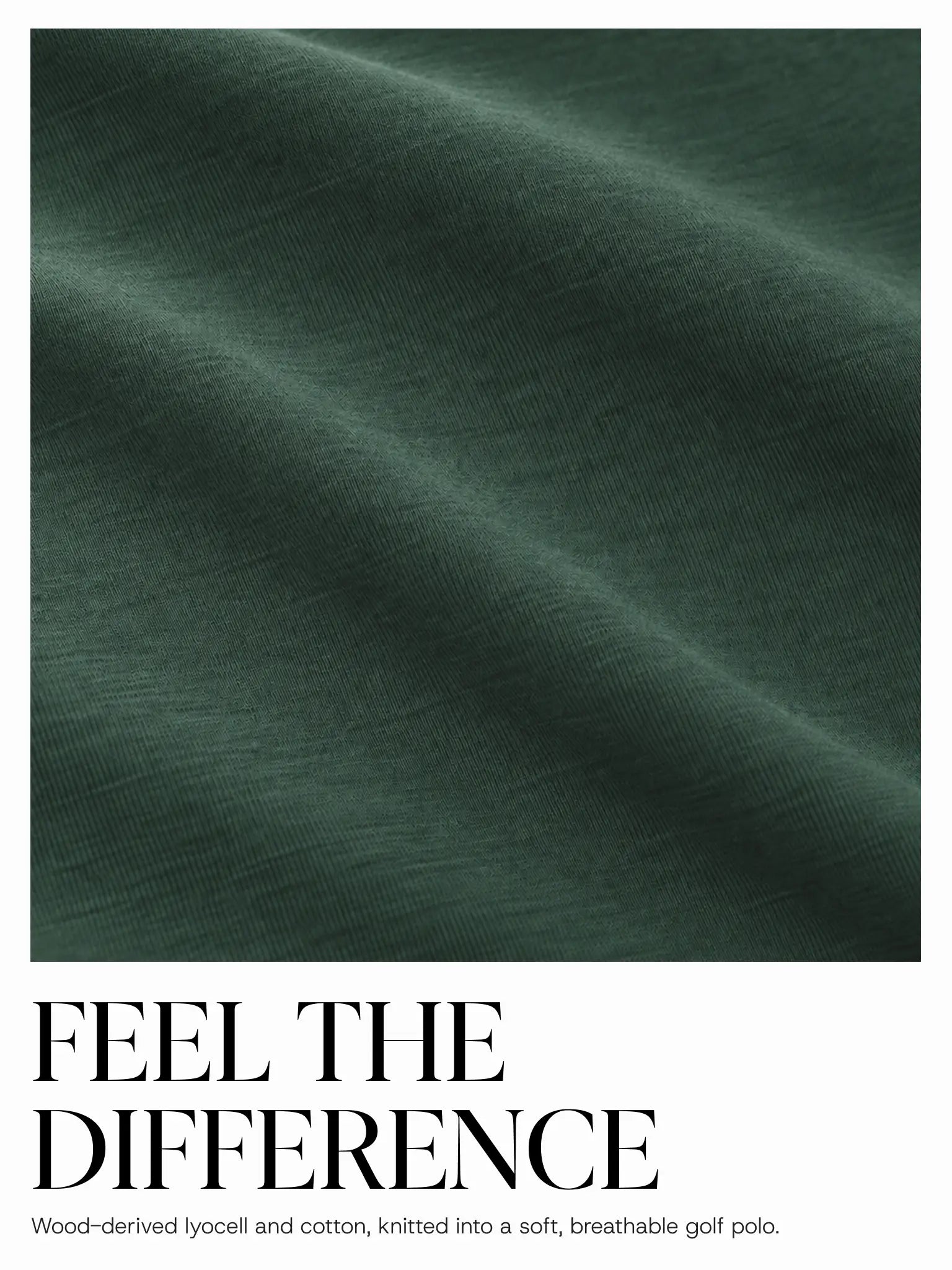 Green Biome jersey shown in soft folds beneath the headline Feel the Difference.
