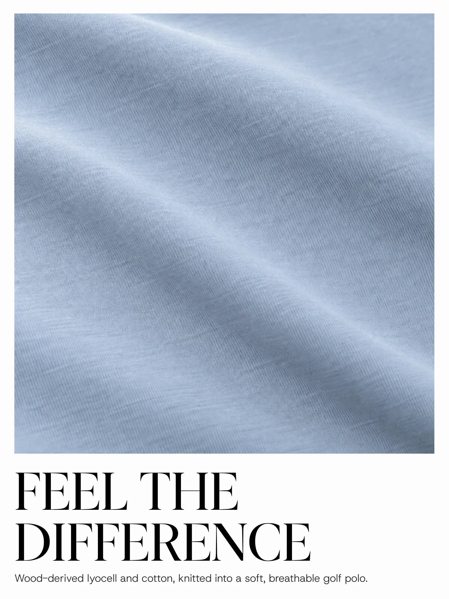 Light blue Biome jersey shown in folds with the headline Feel the Difference.